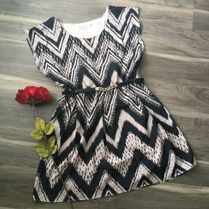 Almost Famous Black & Taupe Belted Dress